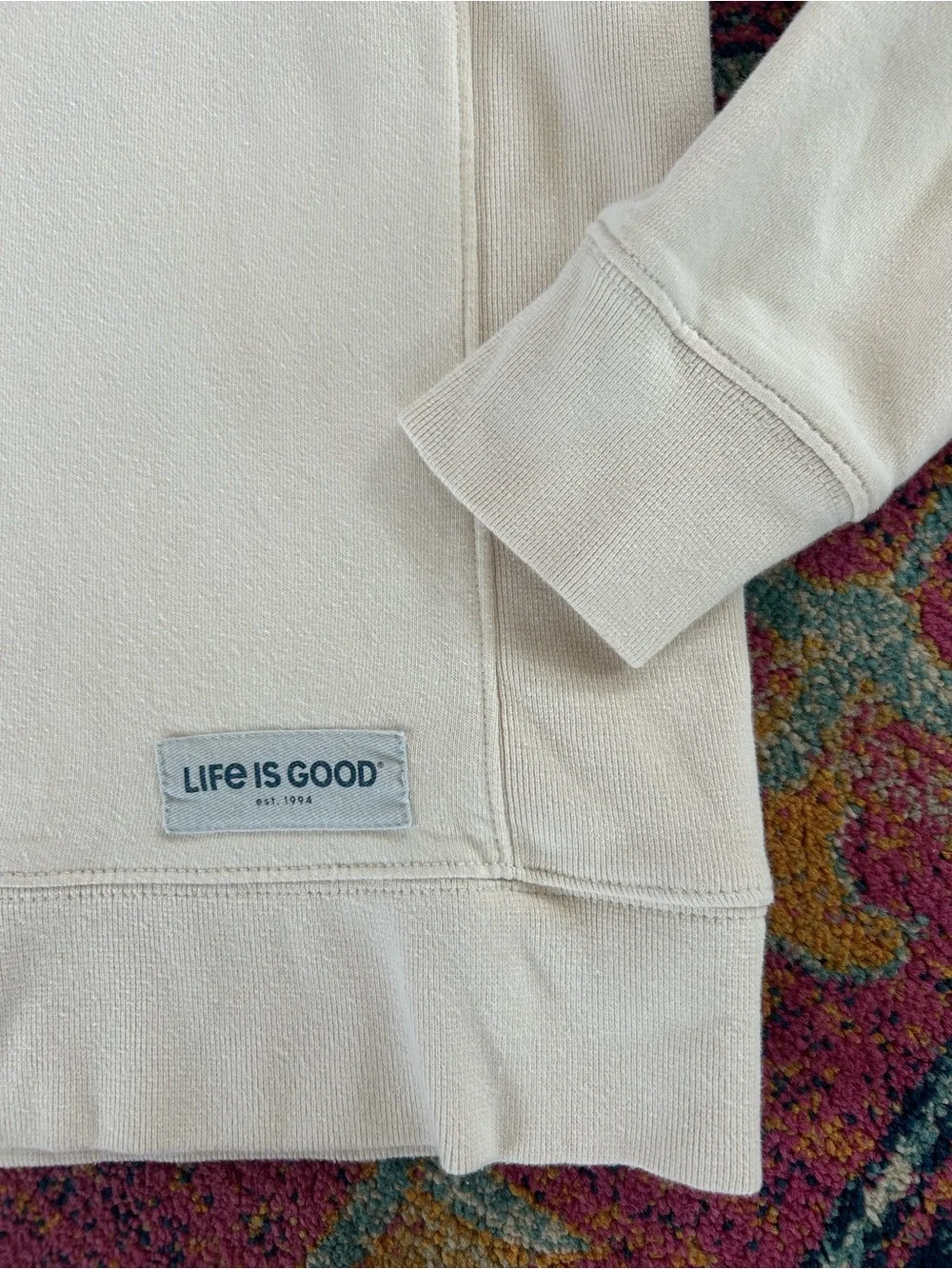 Life Is Good | Women’s Cream Crewneck Floral Butterfly Print Sweatshirt Size M